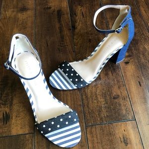 KELLY & KATIE polka dot/ striped denim sandals